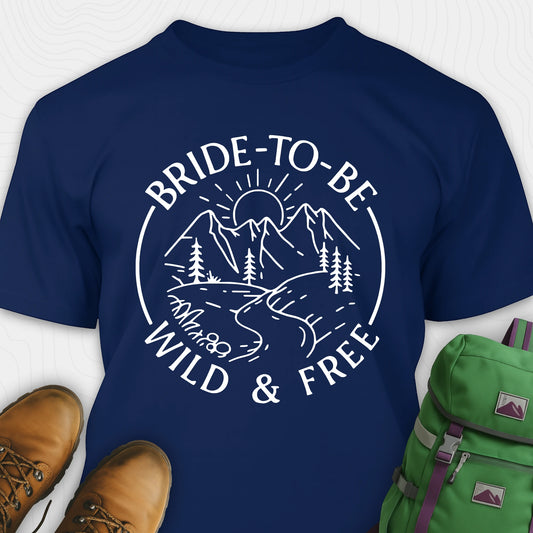 Navy bride to be t-shirt featuring wild and free bachelorette theme