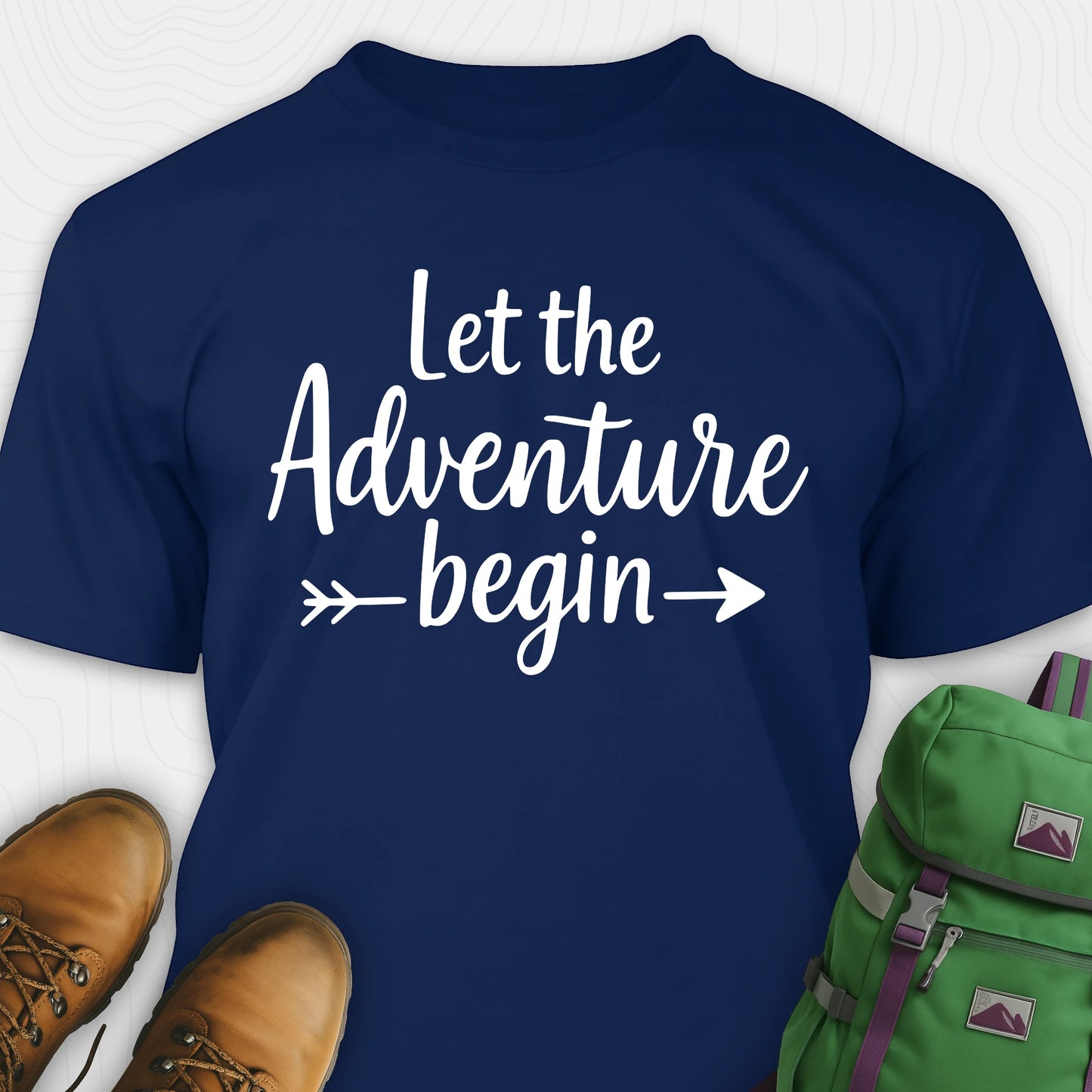 Navy let the adventure begin shirt with inspirational quote design