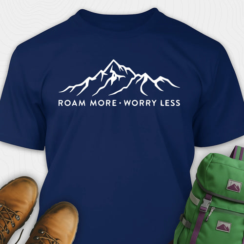 Navy rocky mountain shirt with mountain line art design