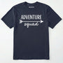 Navy adventure squad t-shirt with white arrow design on a white background.