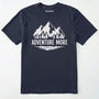 Navy adventure t-shirt with white mountain and tree graphic on a soft cotton tee