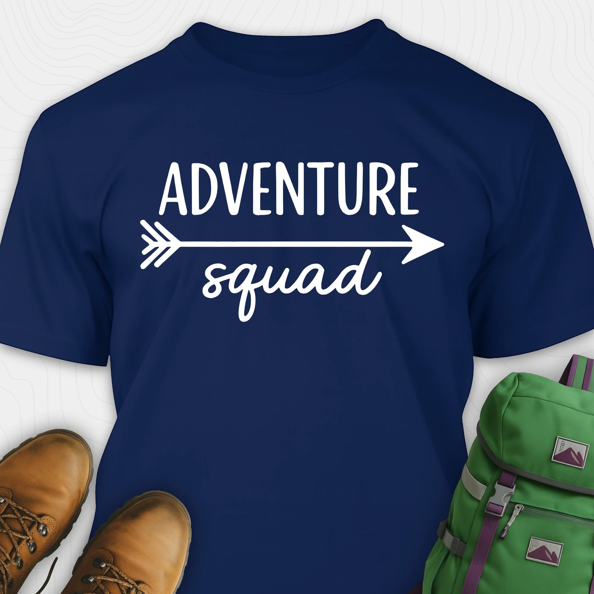 Navy adventure squad t-shirt with white arrow design