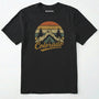 Black colorado t-shirt with retro sunset and mountain design on a white background.