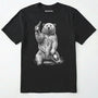 Black brown bear shirt with a bear graphic holding a beer bottle on a white background.
