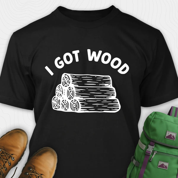 Black I got wood shirt with stacked firewood graphic