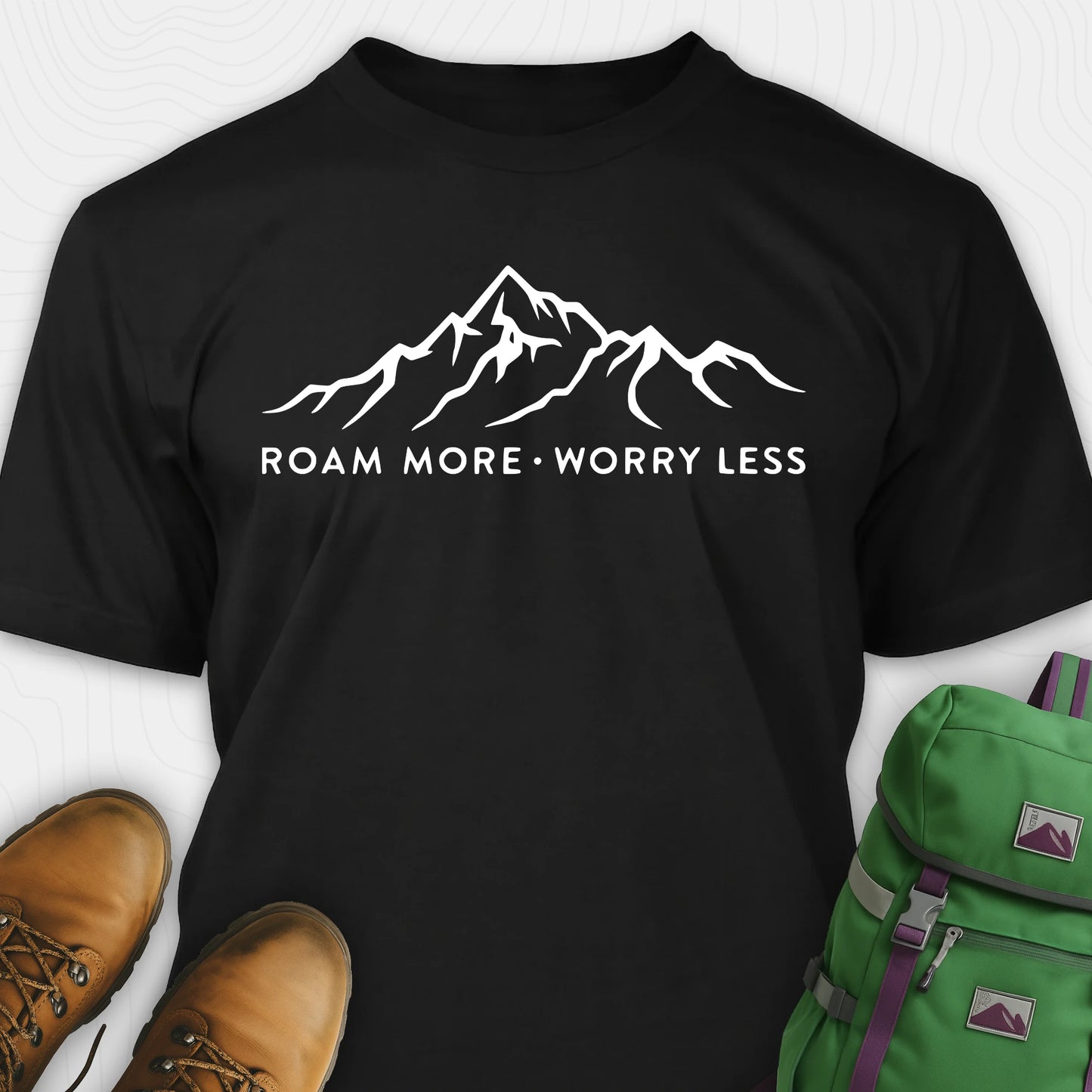 Black rocky mountain shirt with mountain line art design