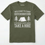 Military Green camp quit your bitchin t-shirt with humorous camping text and design on a white background.