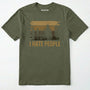 Military Green i hate people t-shirt with a distressed forest graphic on a white background.