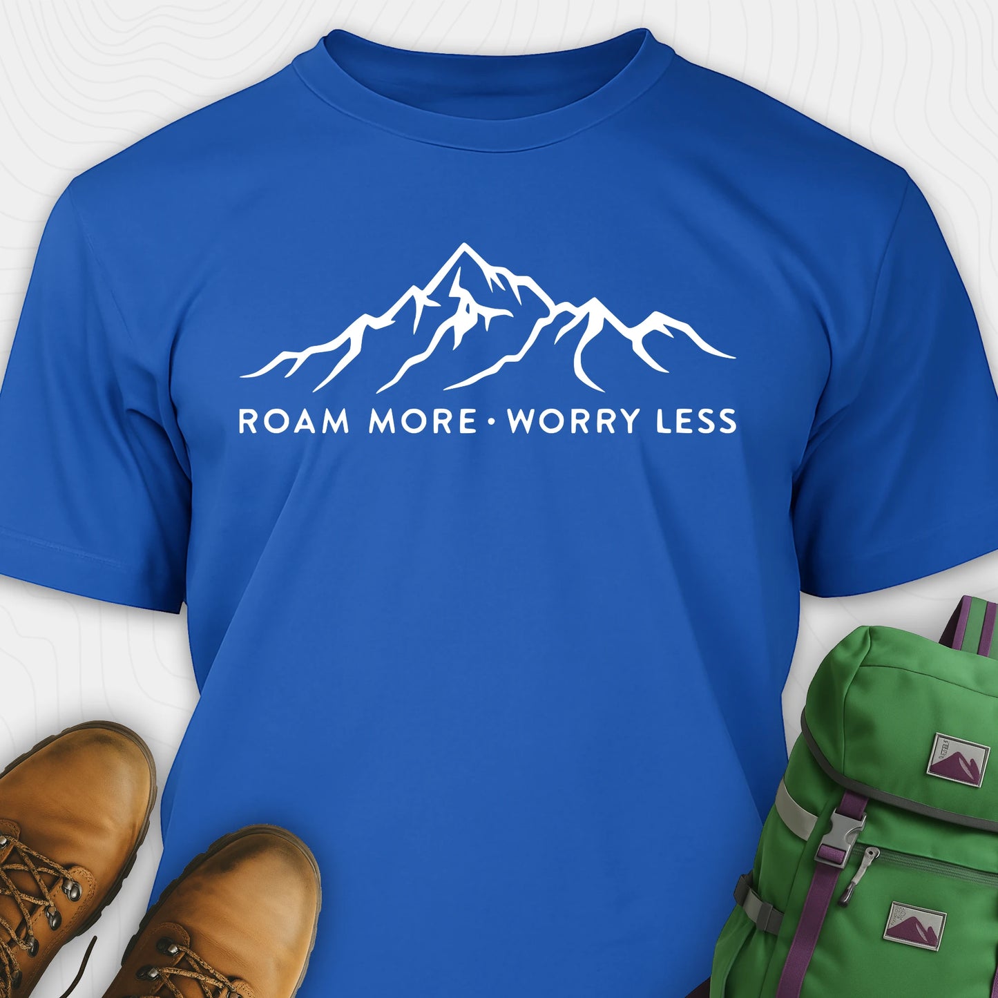 Blue rocky mountain shirt with mountain line art design