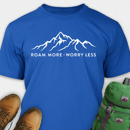 Blue rocky mountain shirt with mountain line art design