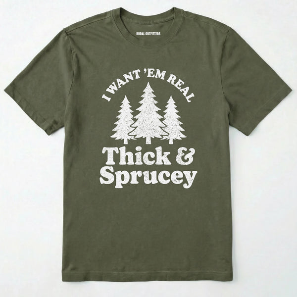 Military Green t-shirt with Military Green text and tree graphics on a white background