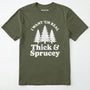 Military Green t-shirt with Military Green text and tree graphics on a white background