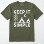 Military Military Green keep it simple camping t-shirt with tent and campfire graphic on a white background