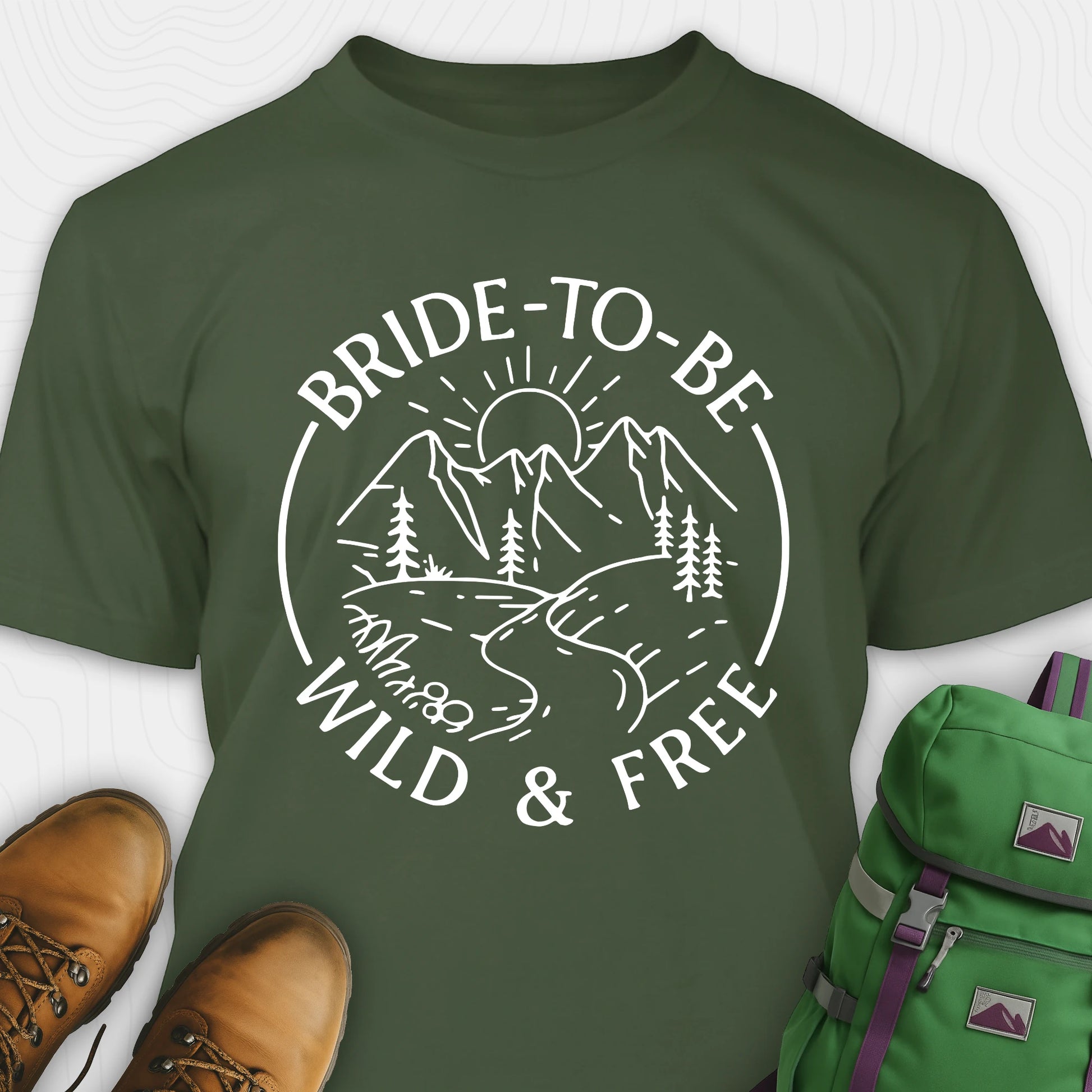 Green bride to be t-shirt featuring wild and free bachelorette theme