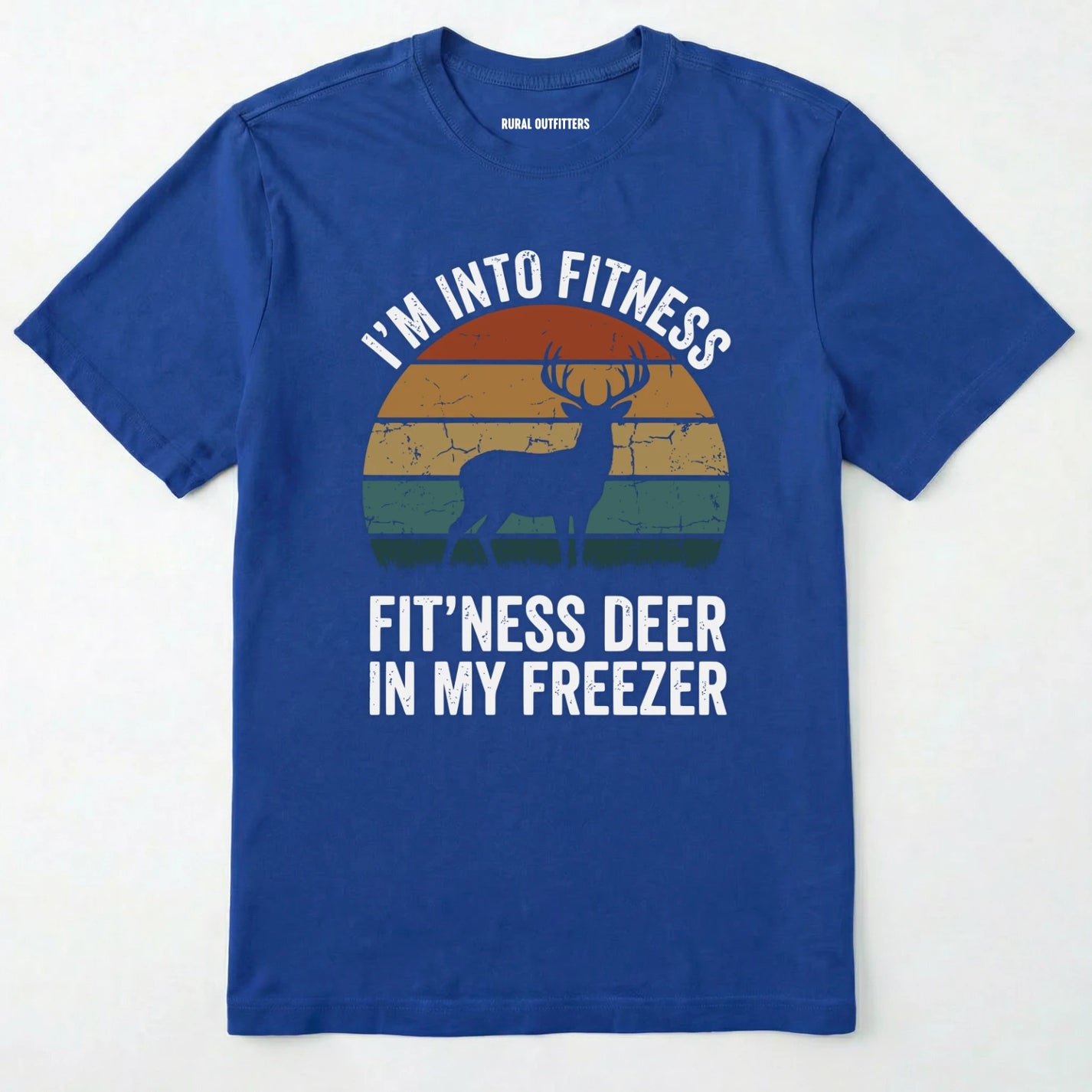 Royal t-shirt with a graphic of a deer and text on a white background