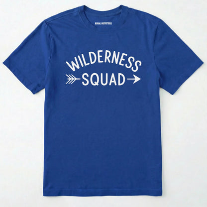 Royal wilderness t-shirt with a simple arrow graphic on a white background.