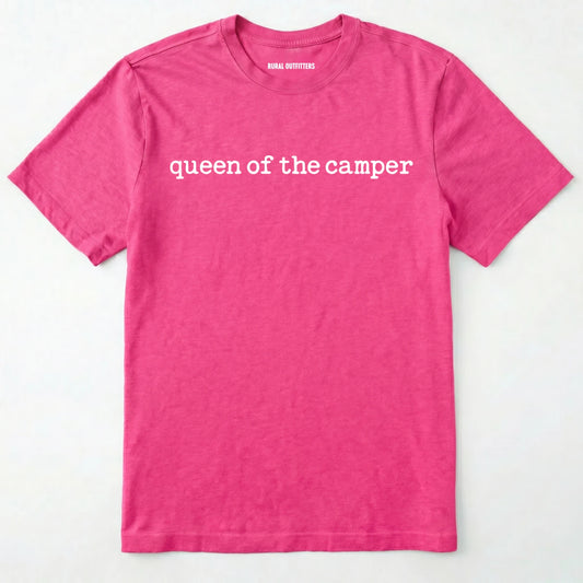 Heliconia queen of the camper t-shirt on a white background.