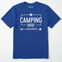 Royal camping mode activated shirt with heart and arrow design on a white background.