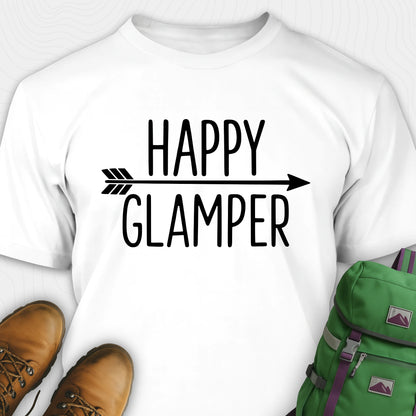 White happy glamper shirt with arrow graphic