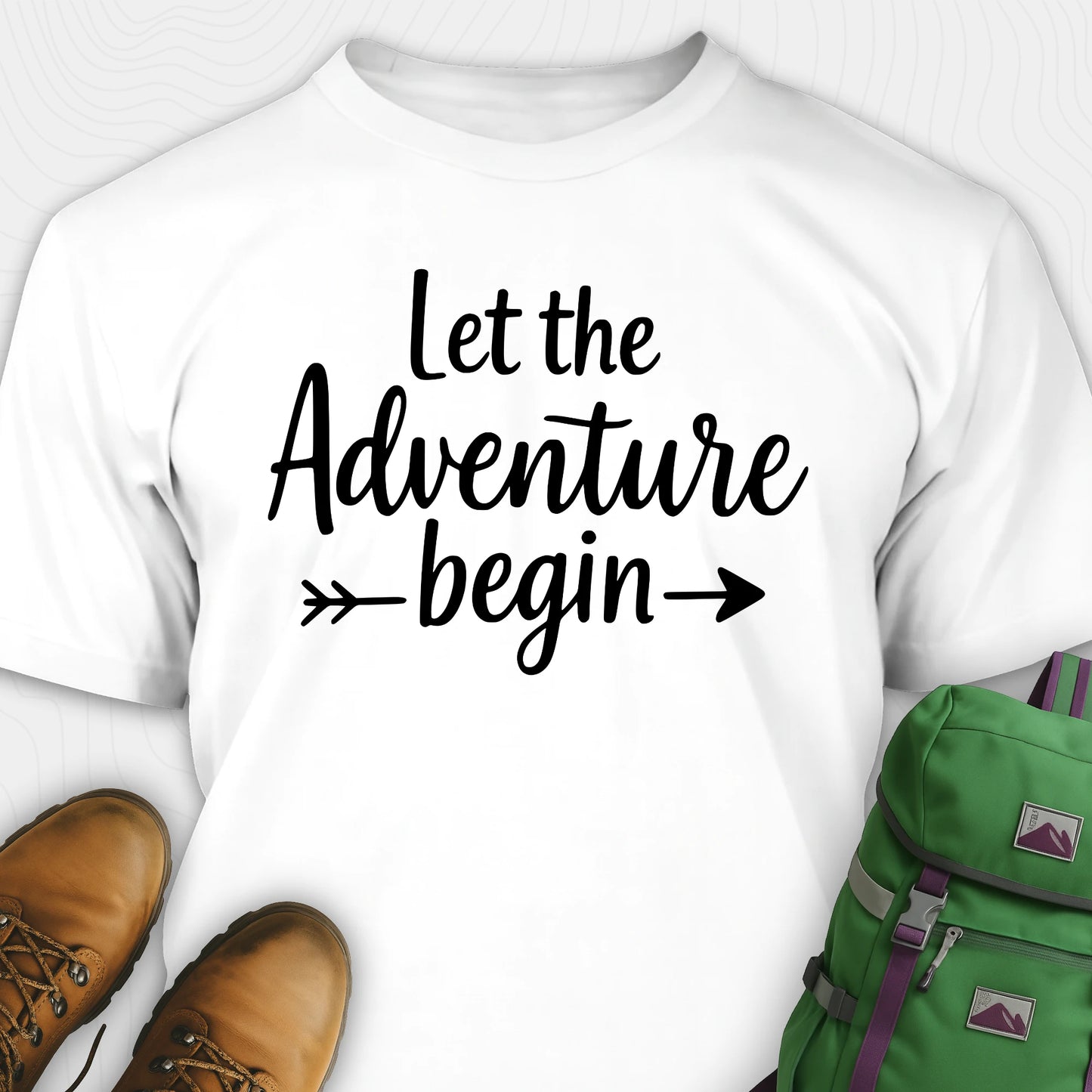 White let the adventure begin shirt with inspirational quote design
