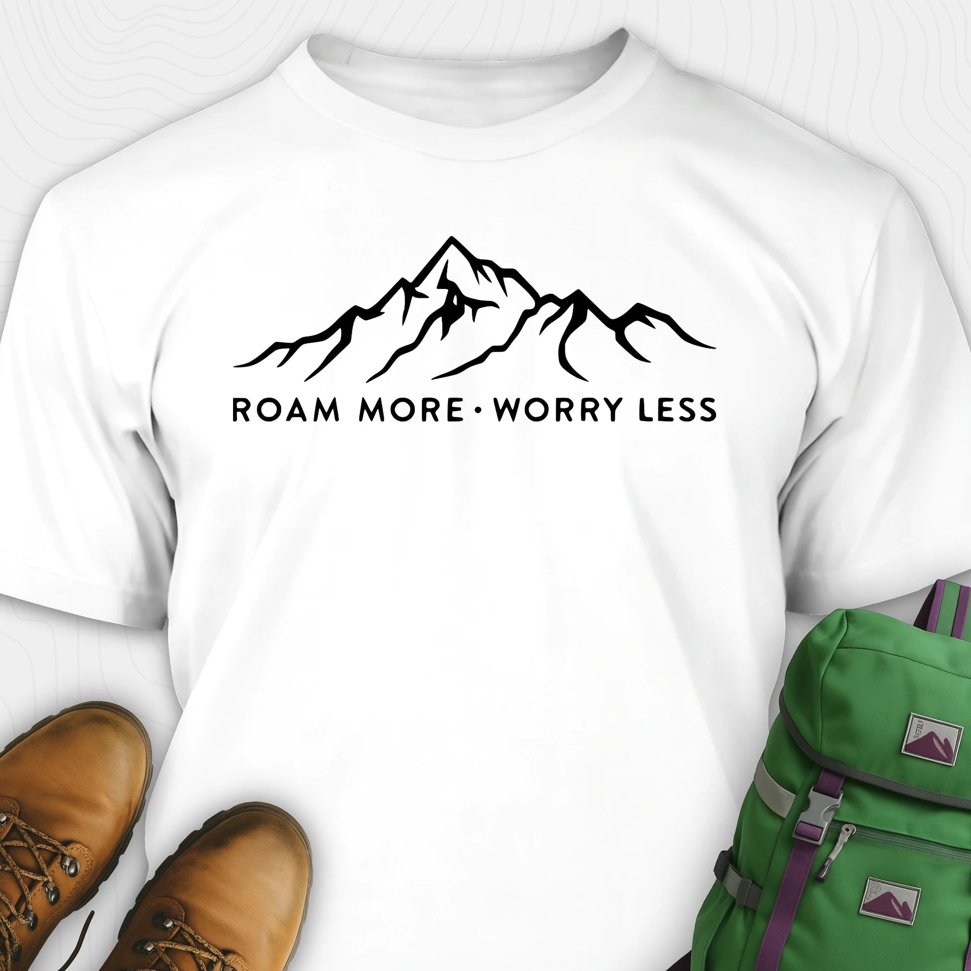 White rocky mountain shirt with mountain line art design