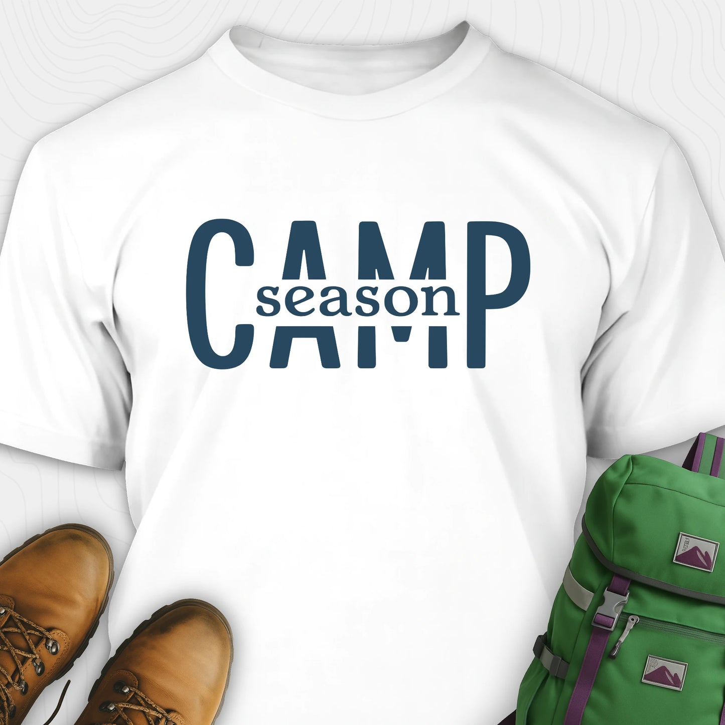 White Camp Season shirt in simple bold text