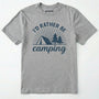 Sport Grey camping shirt with 'i'd rather be camping' with tent and trees graphic on a white background.