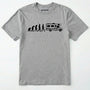 Sport Grey evolution shirt featuring a human to rv silhouette graphic on a white background.