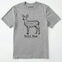 Sport Grey t-shirt with a black deer illustration and 'dill doe' text on a white background
