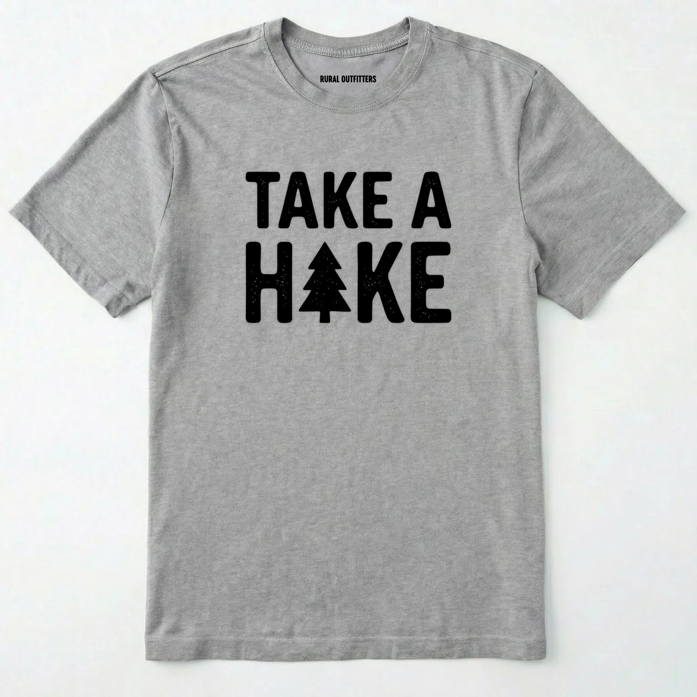 Sport Grey t-shirt with 'take a hike' text on a white background