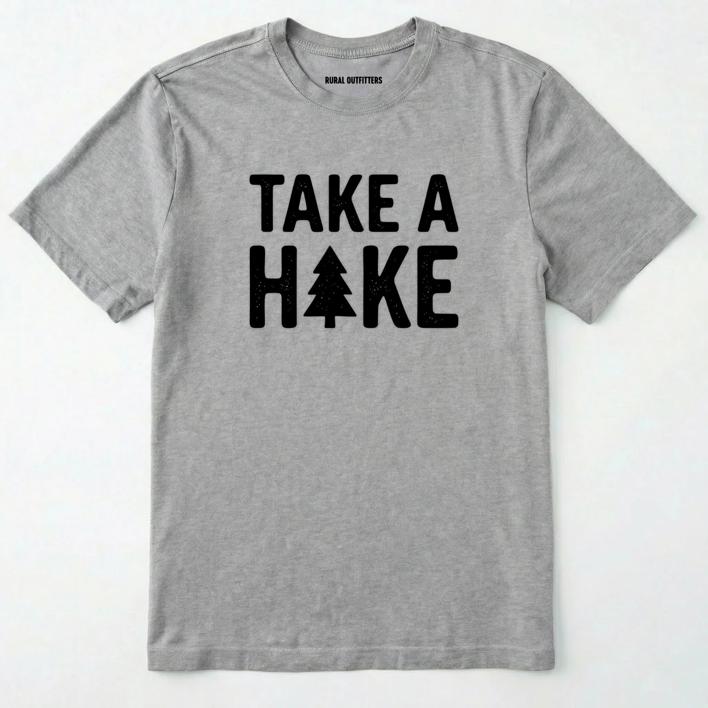 Sport Grey t-shirt with 'take a hike' text on a white background