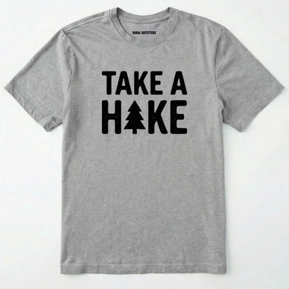 Sport Grey t-shirt with 'take a hike' text on a white background