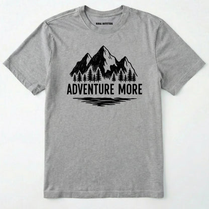 Sport Grey adventure t-shirt with white mountain and tree graphic on a soft cotton tee