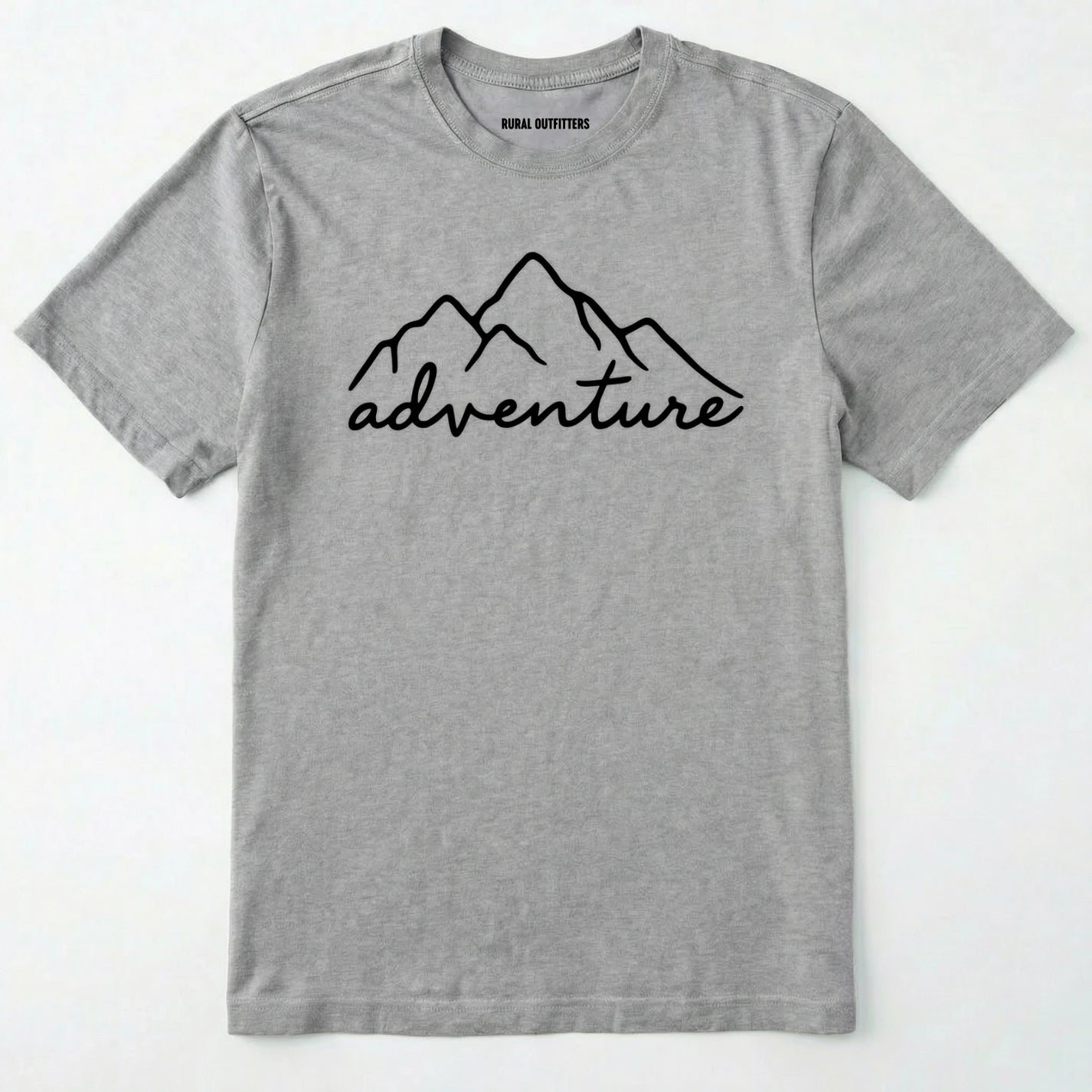 Sport Grey adventure shirt with mountain design and 'adventure' text on a white background.