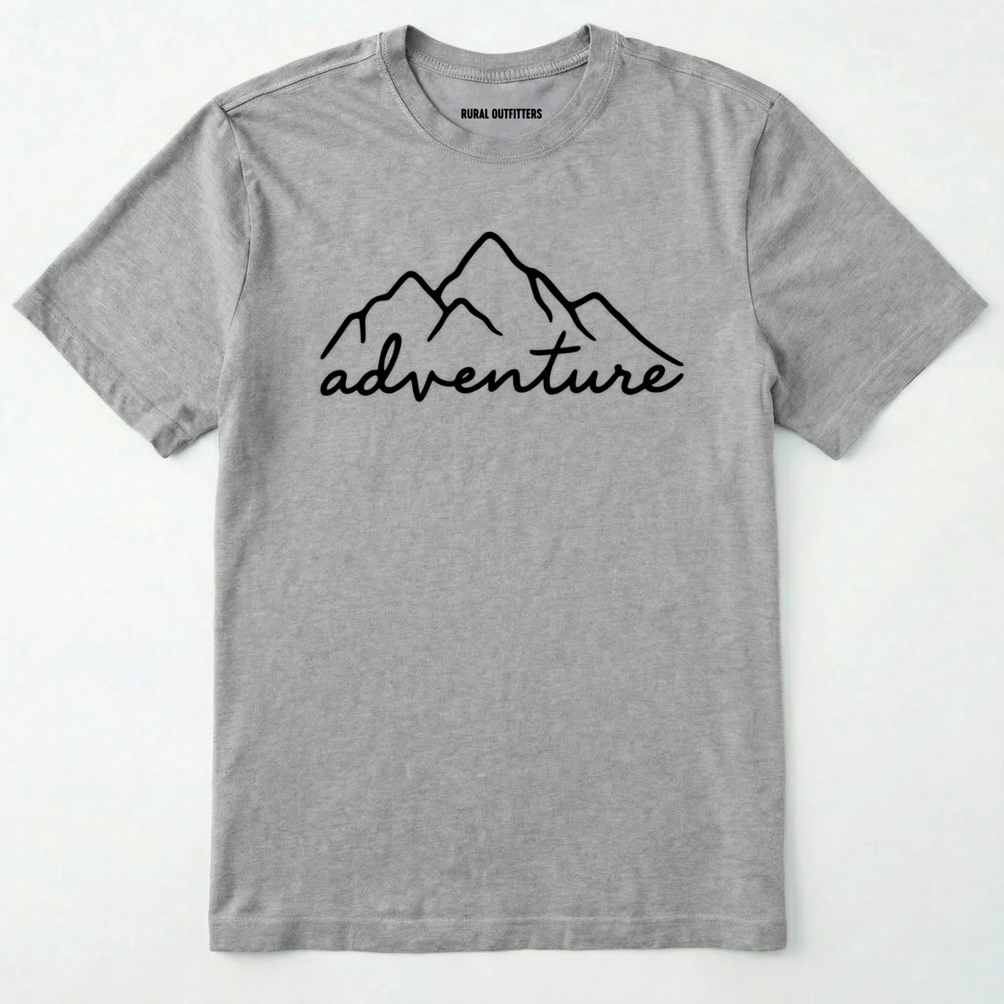Sport Grey adventure shirt with mountain design and 'adventure' text on a white background.