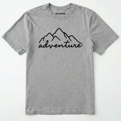 Sport Grey adventure shirt with mountain design and 'adventure' text on a white background.