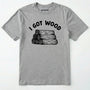 Sport Grey i got wood shirt with stacked firewood graphic on a white background.