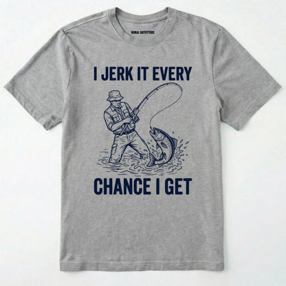 Sport Grey t-shirt with a fishing graphic and text on a white background
