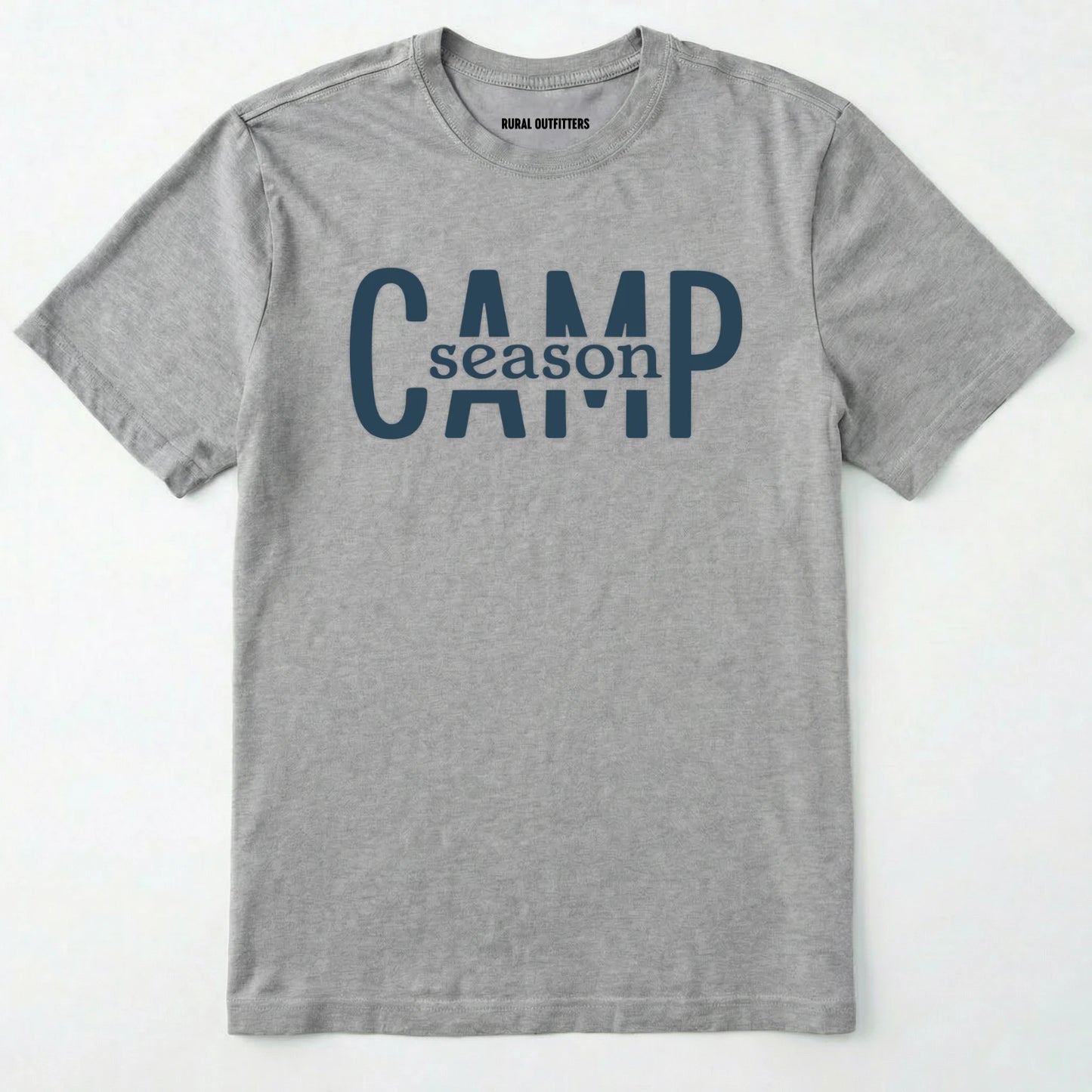 Sport Grey camp season shirt in simple bold text on a white background.