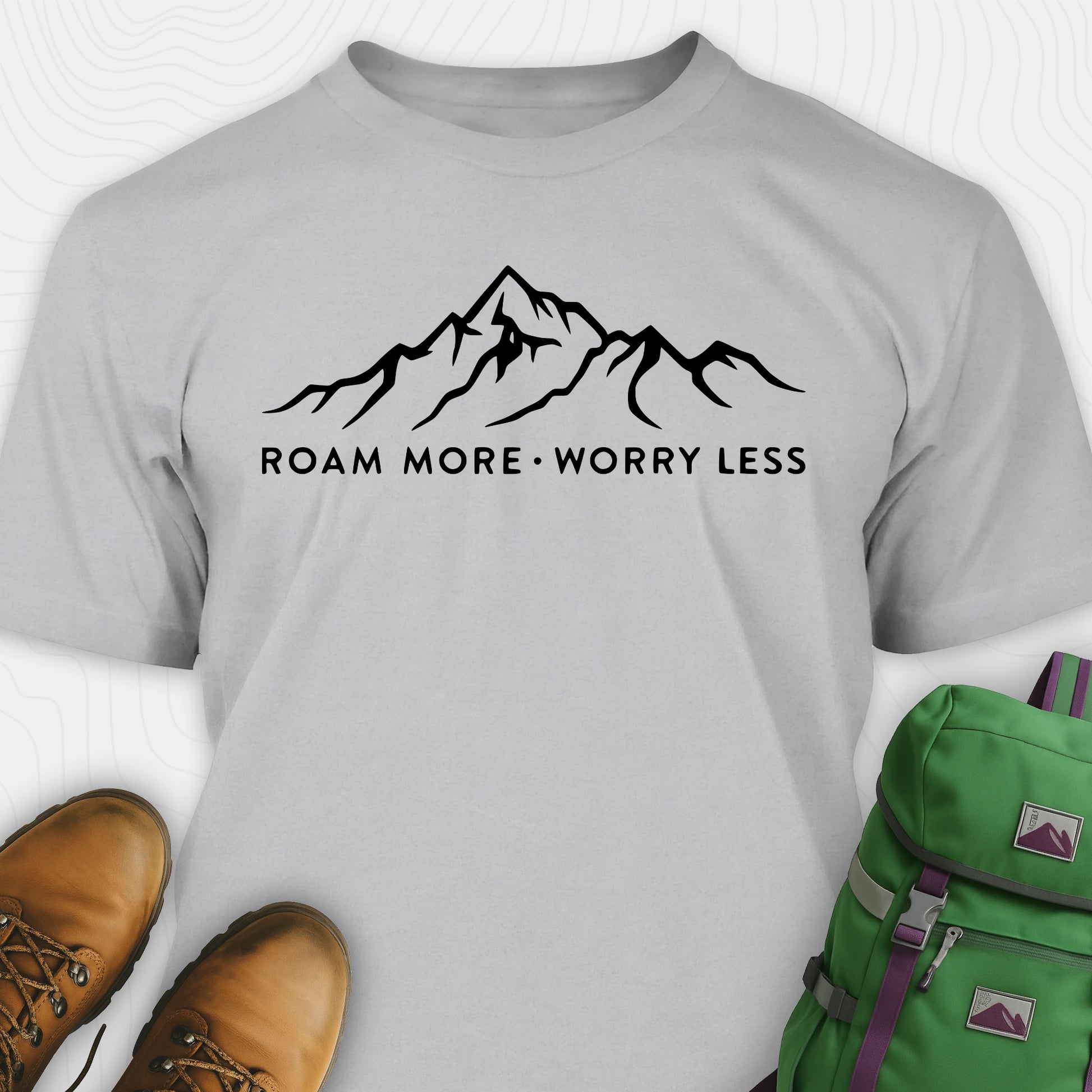 Grey rocky mountain shirt with mountain line art design