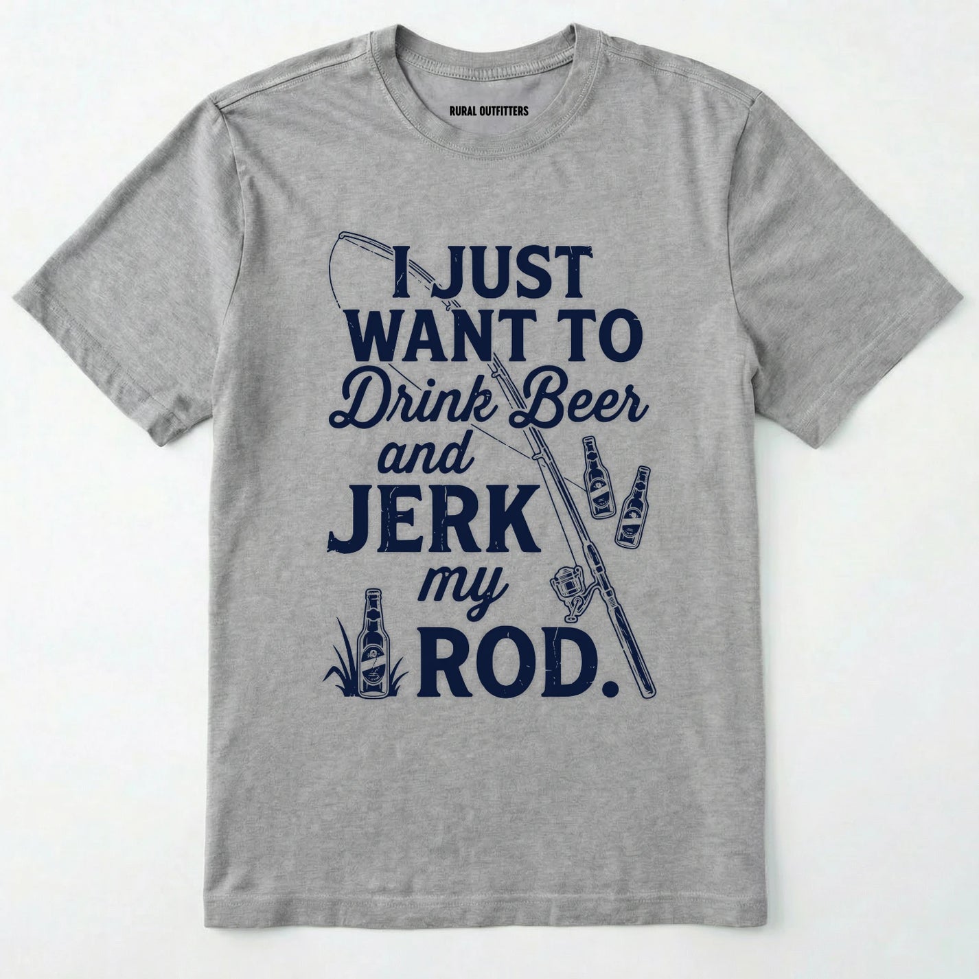 Sport Grey t-shirt with royal text and graphics on a white background