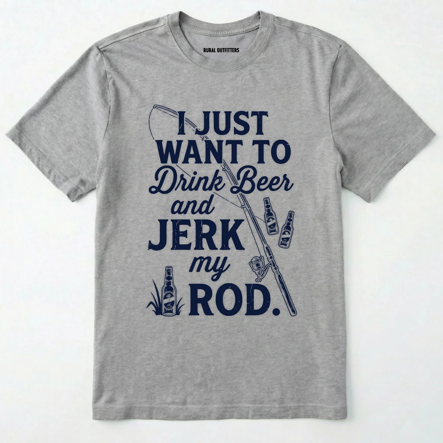 Sport Grey t-shirt with royal text and graphics on a white background
