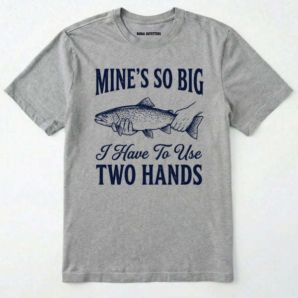 Sport Grey t-shirt with a fish graphic and humorous text on a white background