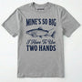 Sport Grey t-shirt with a fish graphic and humorous text on a white background