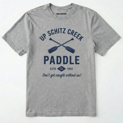 Sport Grey t-shirt with royal text and oar graphics on a white background