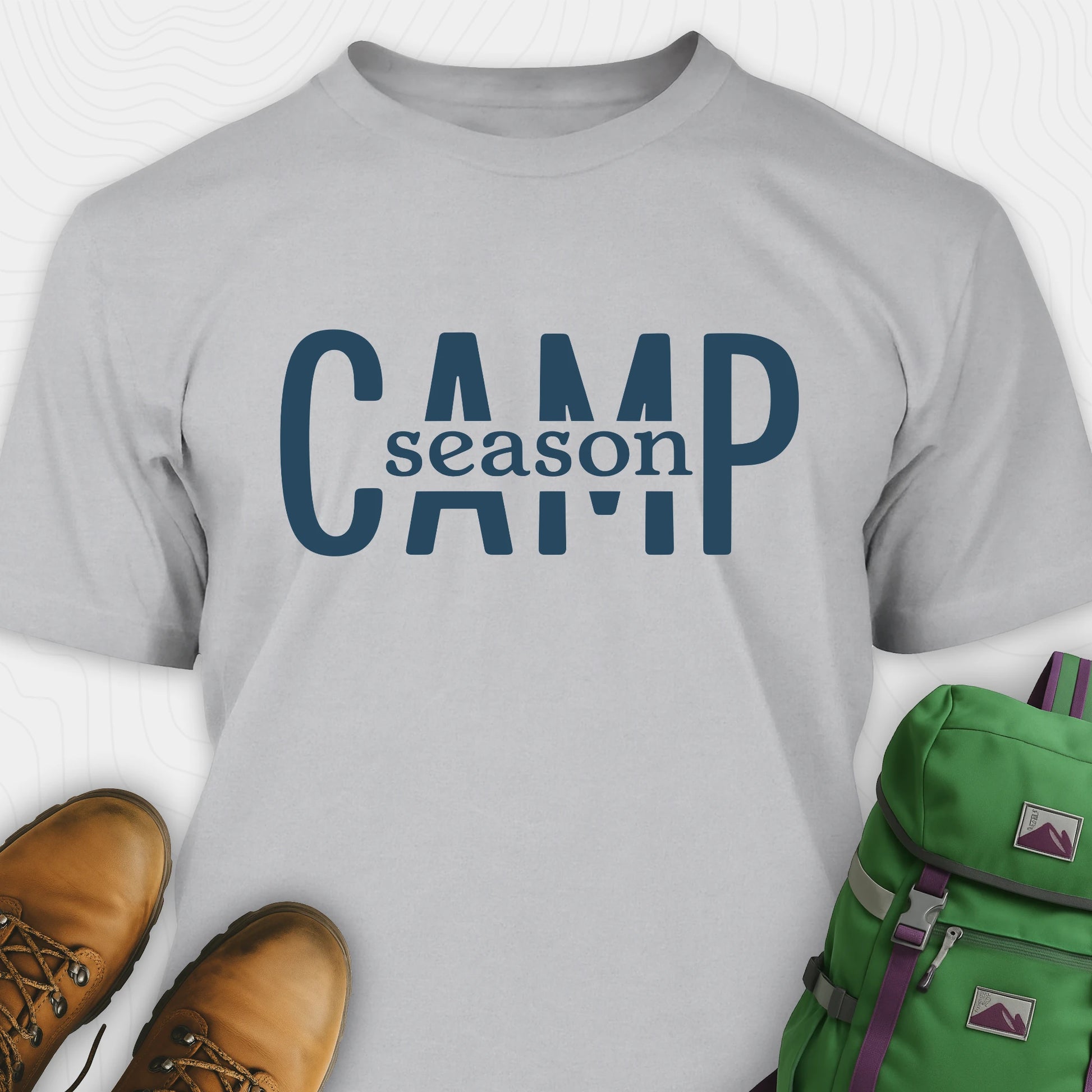 Gray Camp Season shirt in simple bold text