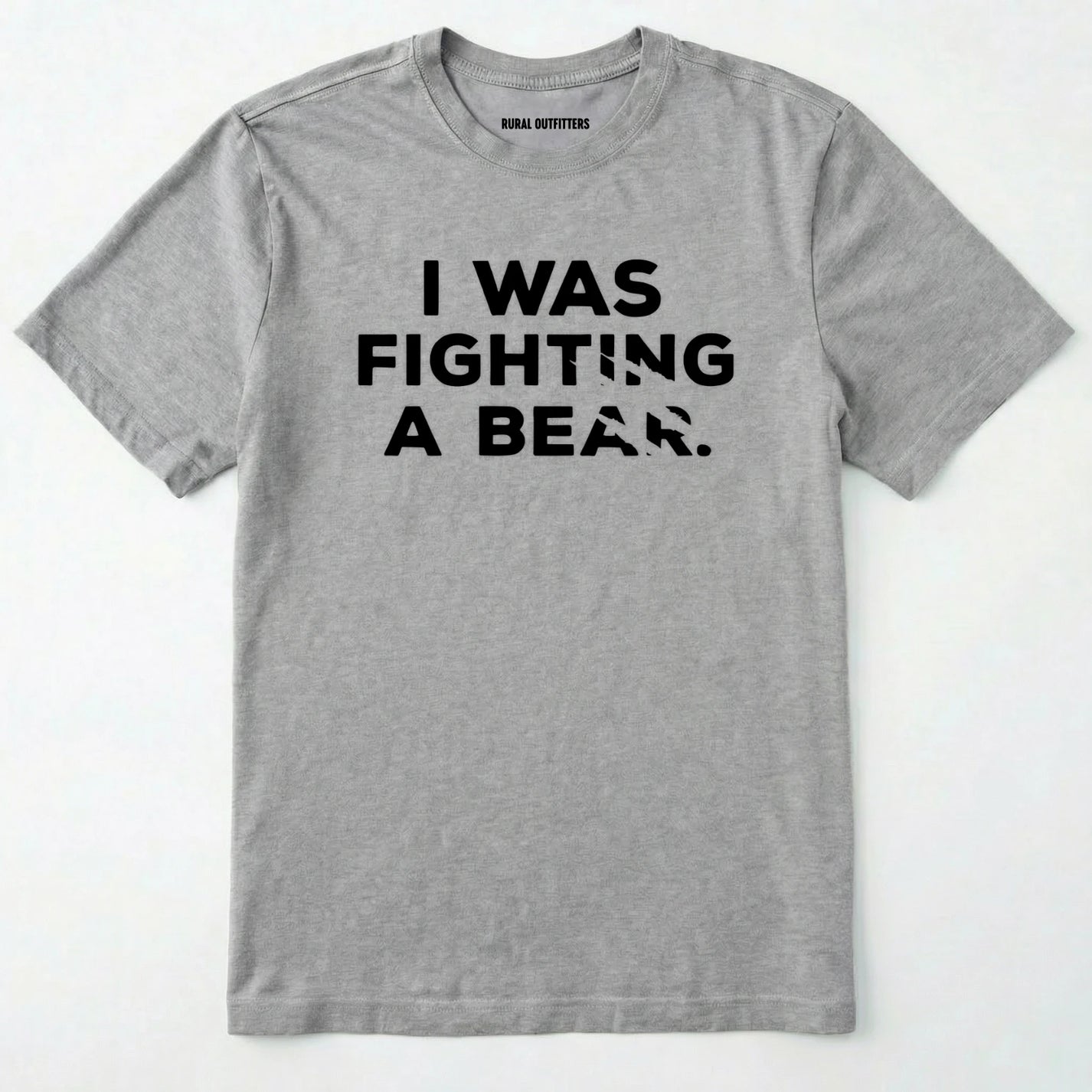 Sport Grey i was fighting a bear shirt with a bear scratch mark graphic on a white background.