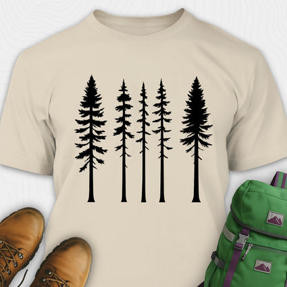 Sand t-shirt with minimalist white tree silhouettes