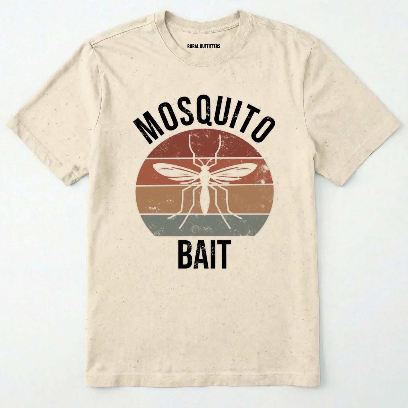 Natural mosquito shirt with mosquito graphic and 'mosquito bait' text on a white background