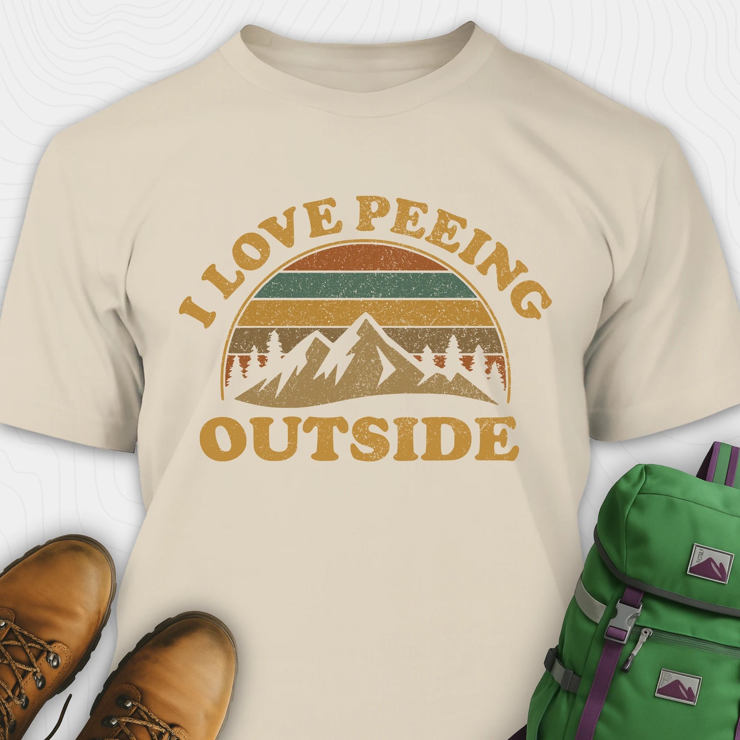 Sand I pee outside shirt with retro mountain graphic